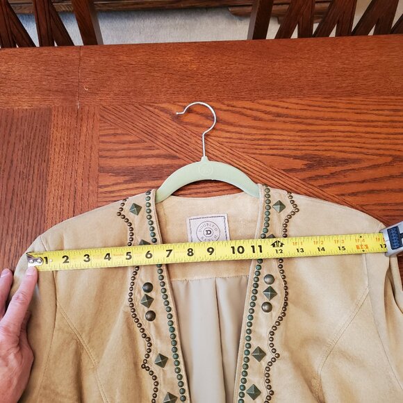 Double D Ranch Yoakum Texas Size M Pale Green Suede Leather Jacket with Studs - Picture 11 of 16